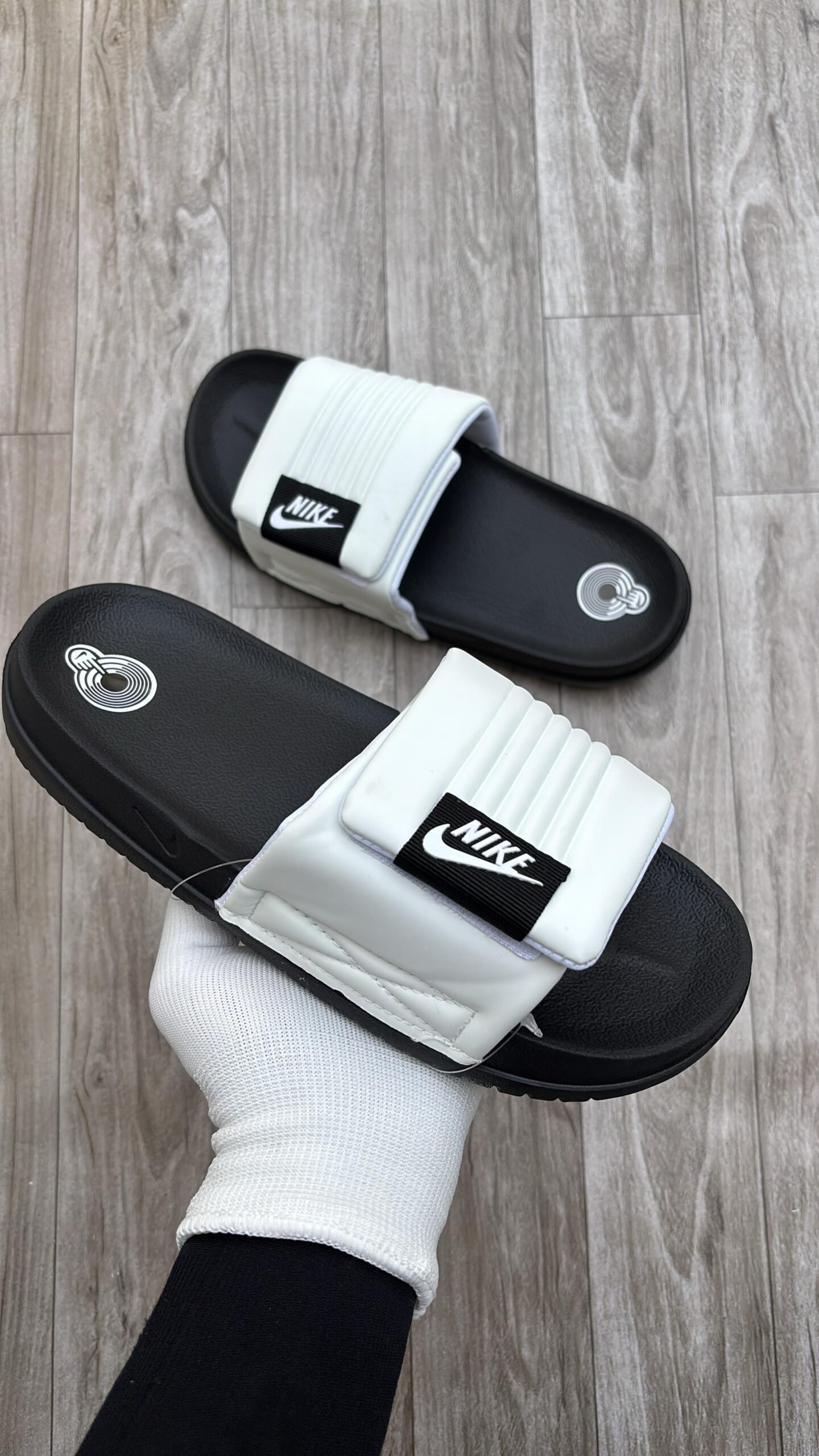 NIKE Adjustable Slides white