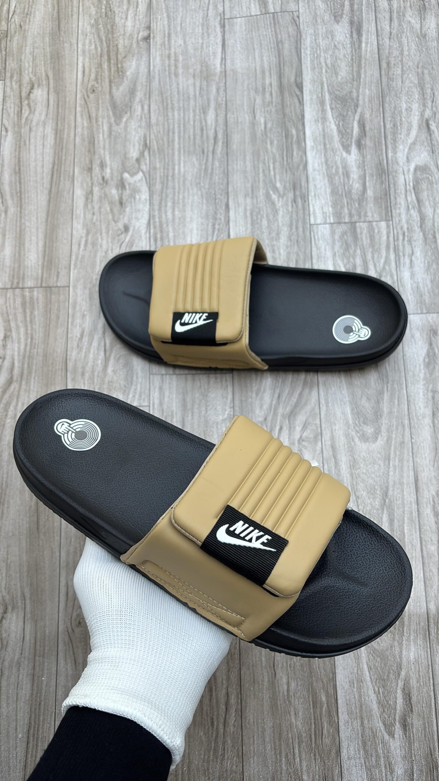 NIKE Adjustable Slides Beige